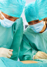 A medical team performing an operation